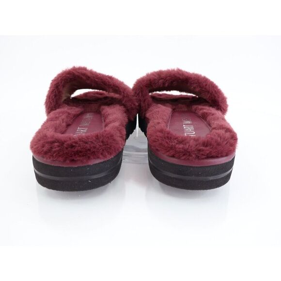Stuart Weitzman Elodie Chill Slide Tan Burgundy Sandals Faux Fur Women's 5B - Picture 7 of 12